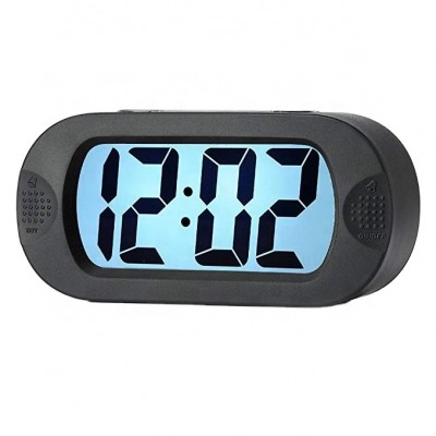 Oval Customized Digital Promotion Gift Clock Black With Silicon Case